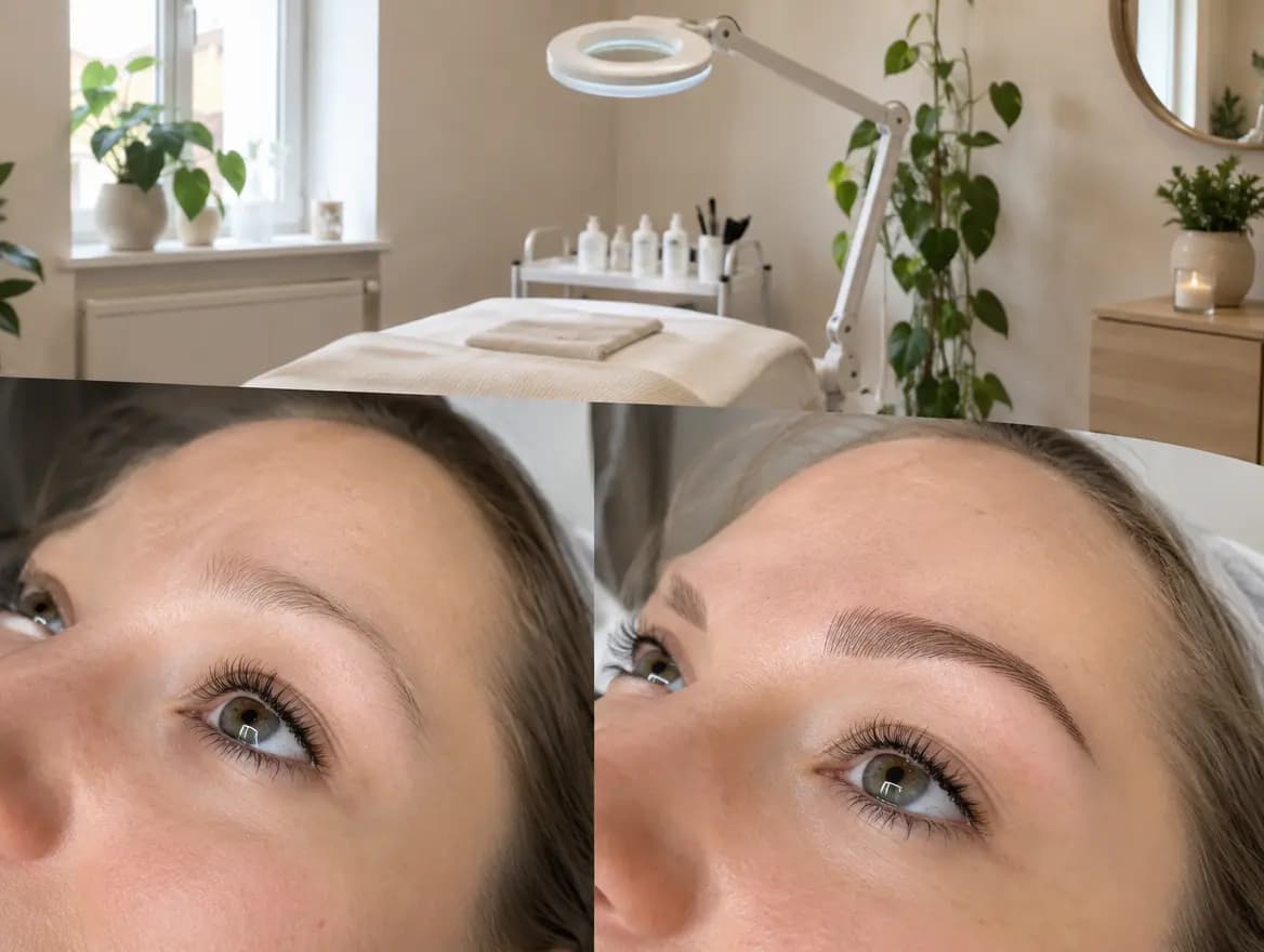 Obočí před a po hairstroke technice